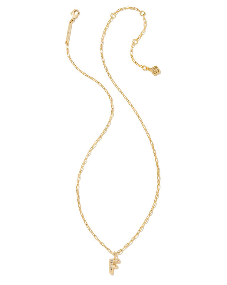 Crystal Letter F Short Pendant Necklace Gold White - Southern Belle Boutique
