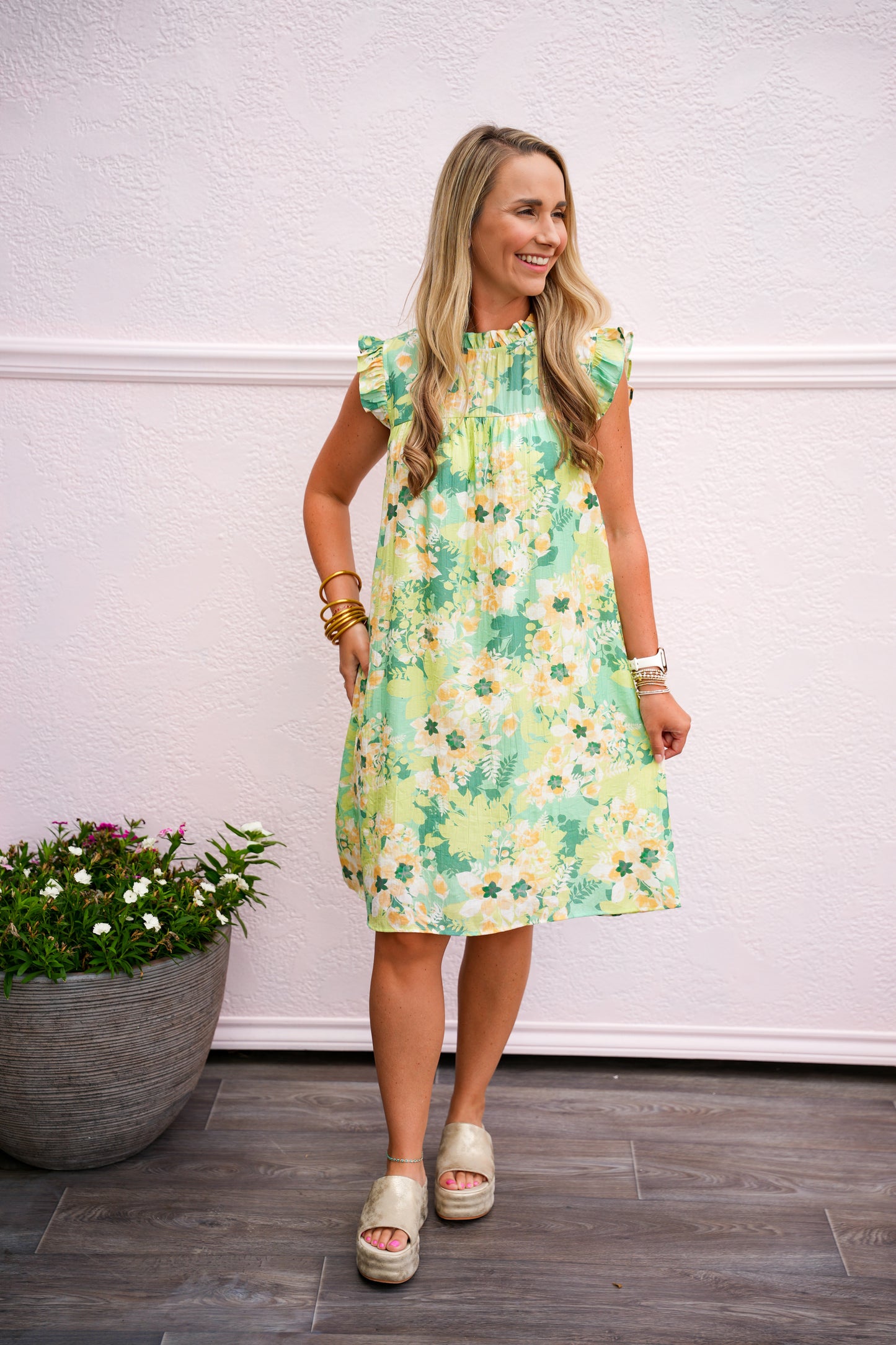 Sage Floral Babydoll Dress