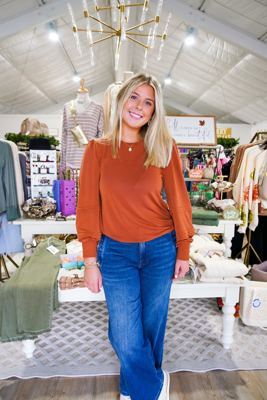 Anika Top - Roasted Pecan - Southern Belle Boutique