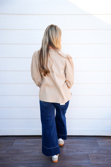 Taupe Embroidered Blouse