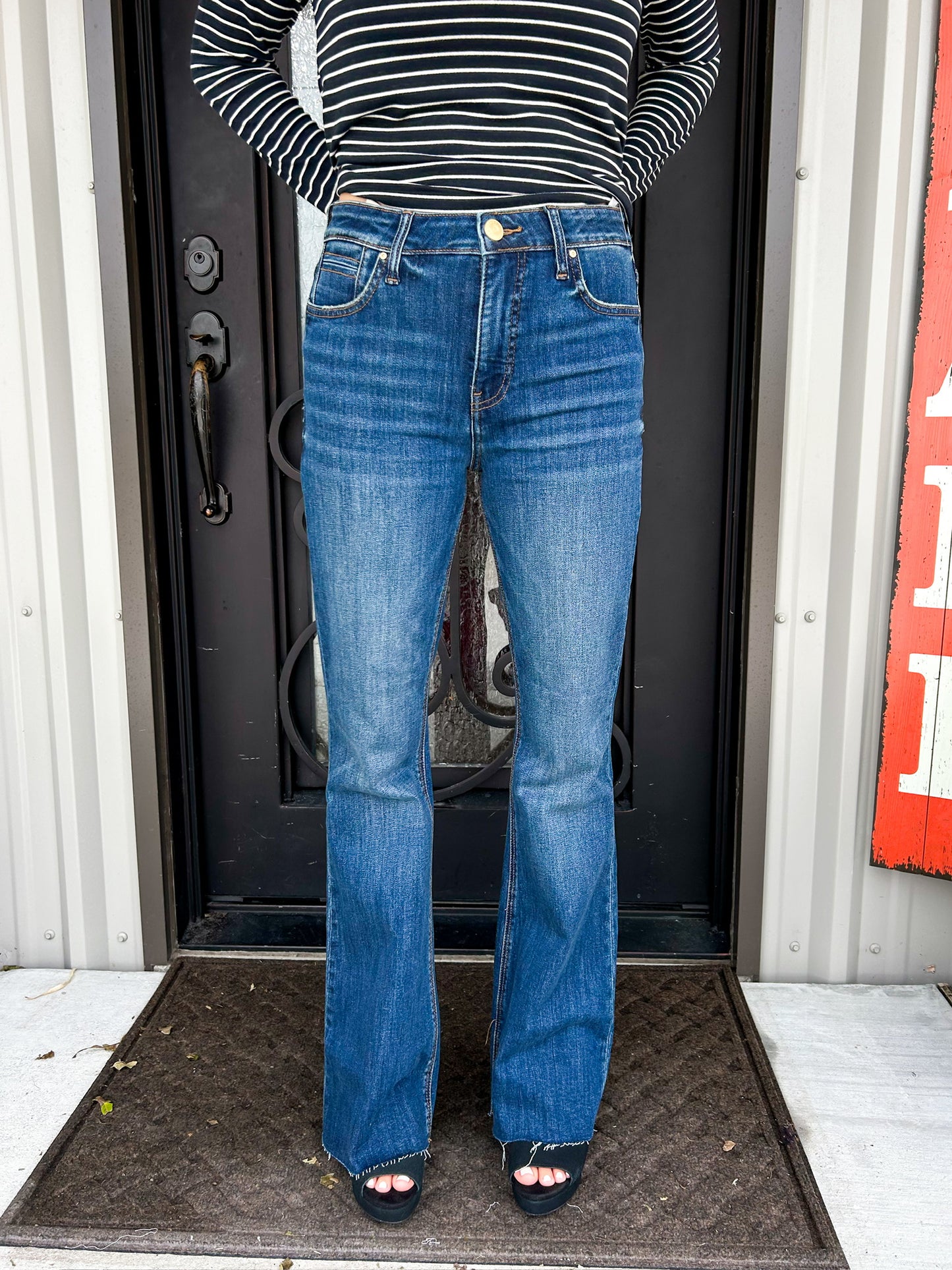 Stella High Rise Flare Jean - Decent Wash - Southern Belle Boutique