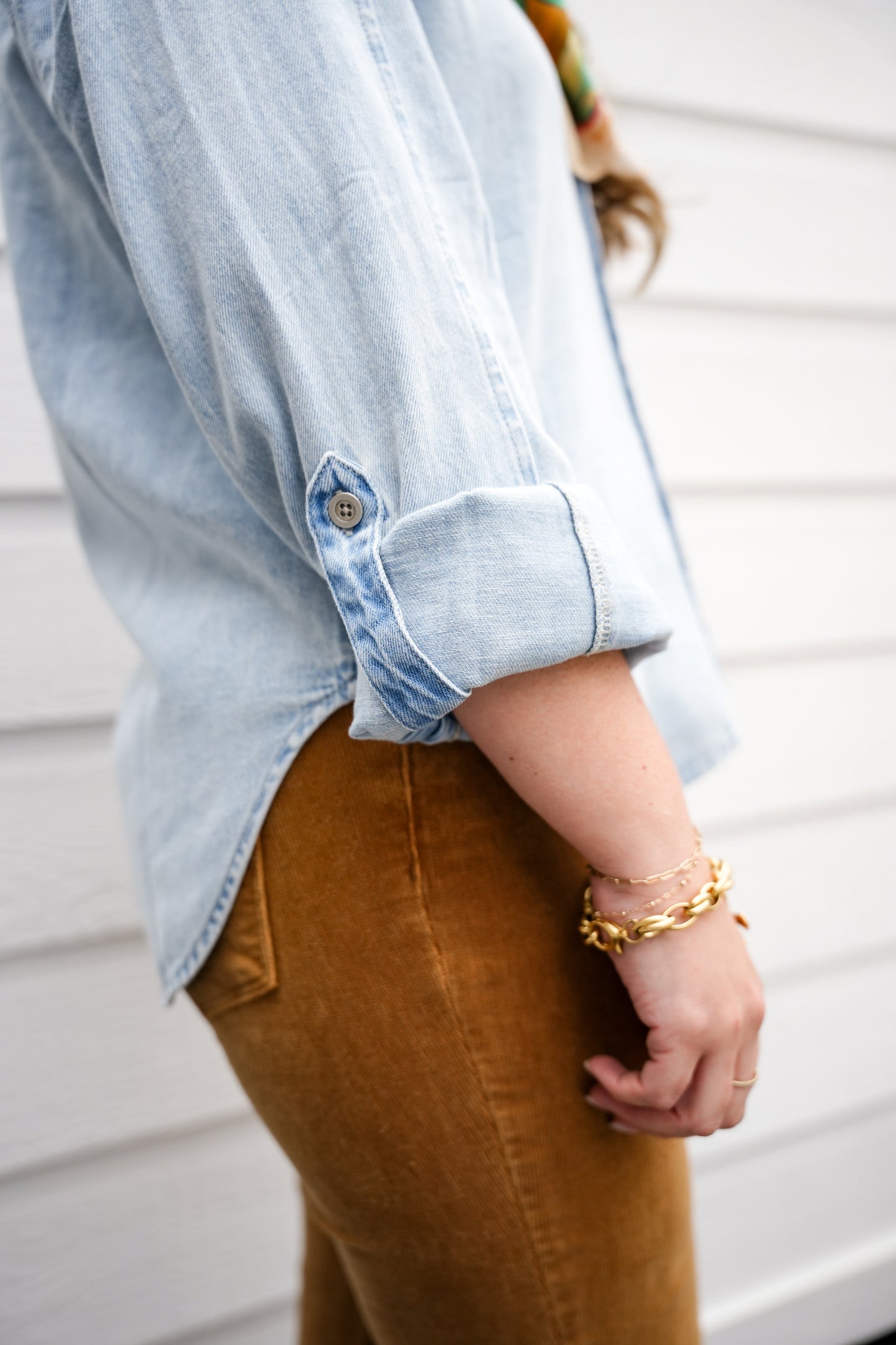 Leighton Denim Button Down - Light Wash - Southern Belle Boutique