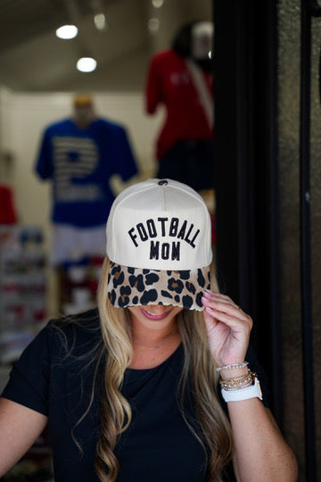 Football Mom Leopard Trucker Hat
