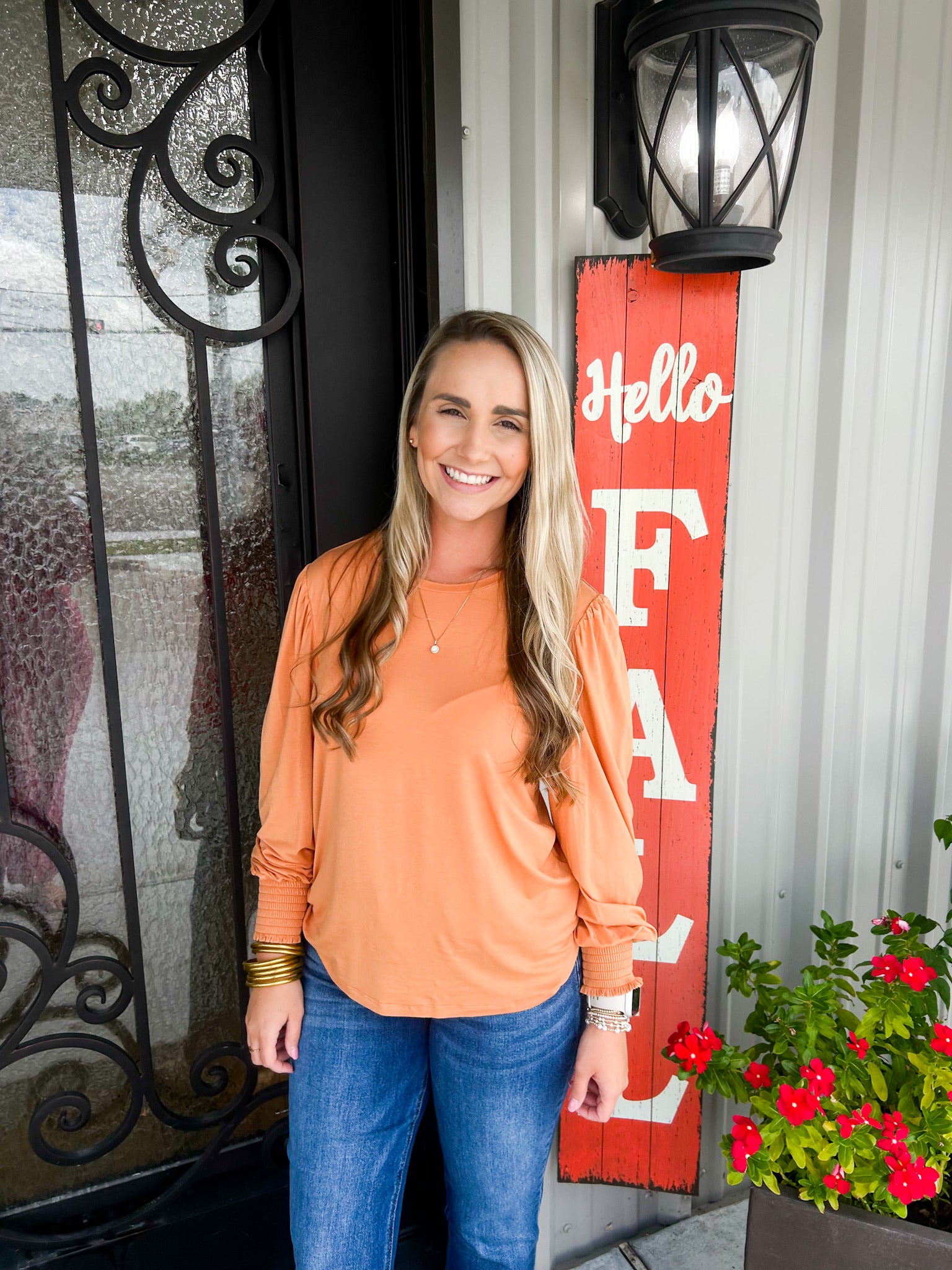 Sandrine Blouse - Pumpkin - Southern Belle Boutique
