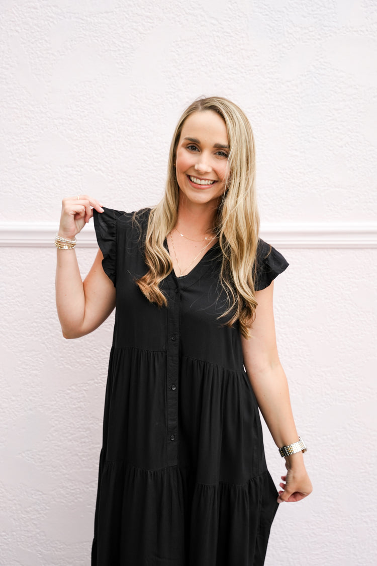 Black Multi Ruffled Dress