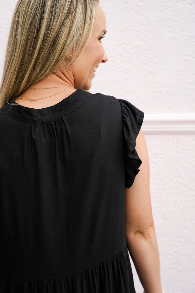 Black Multi Ruffled Dress