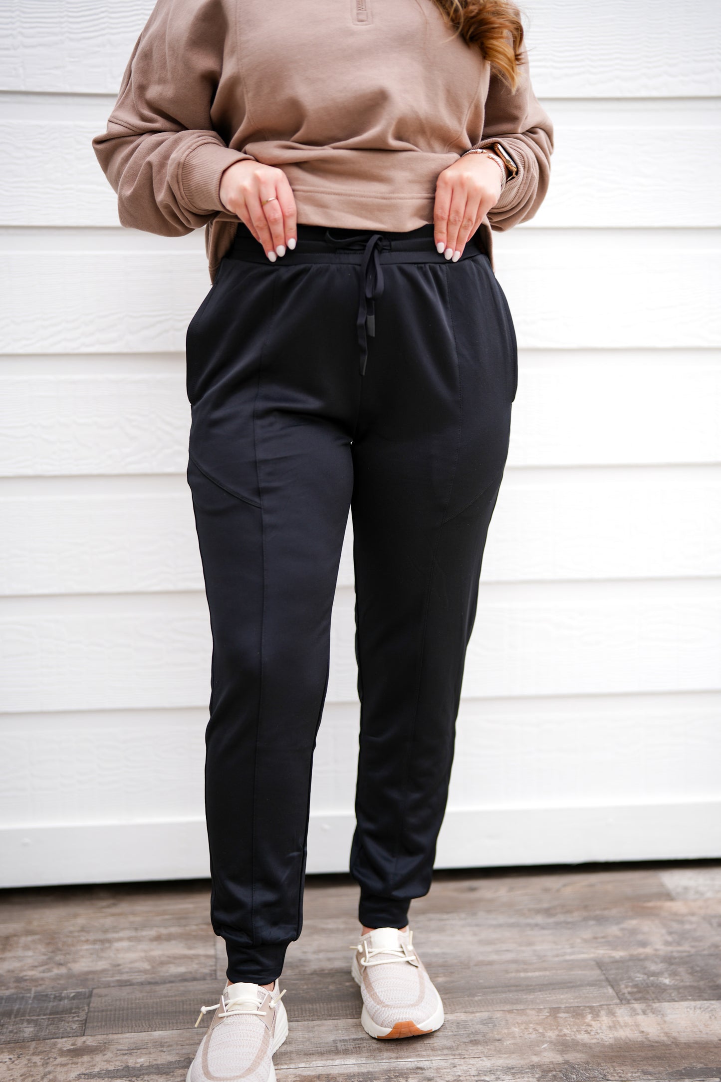 Cuffed Joggers with Zippered Pockets - Black - Southern Belle Boutique