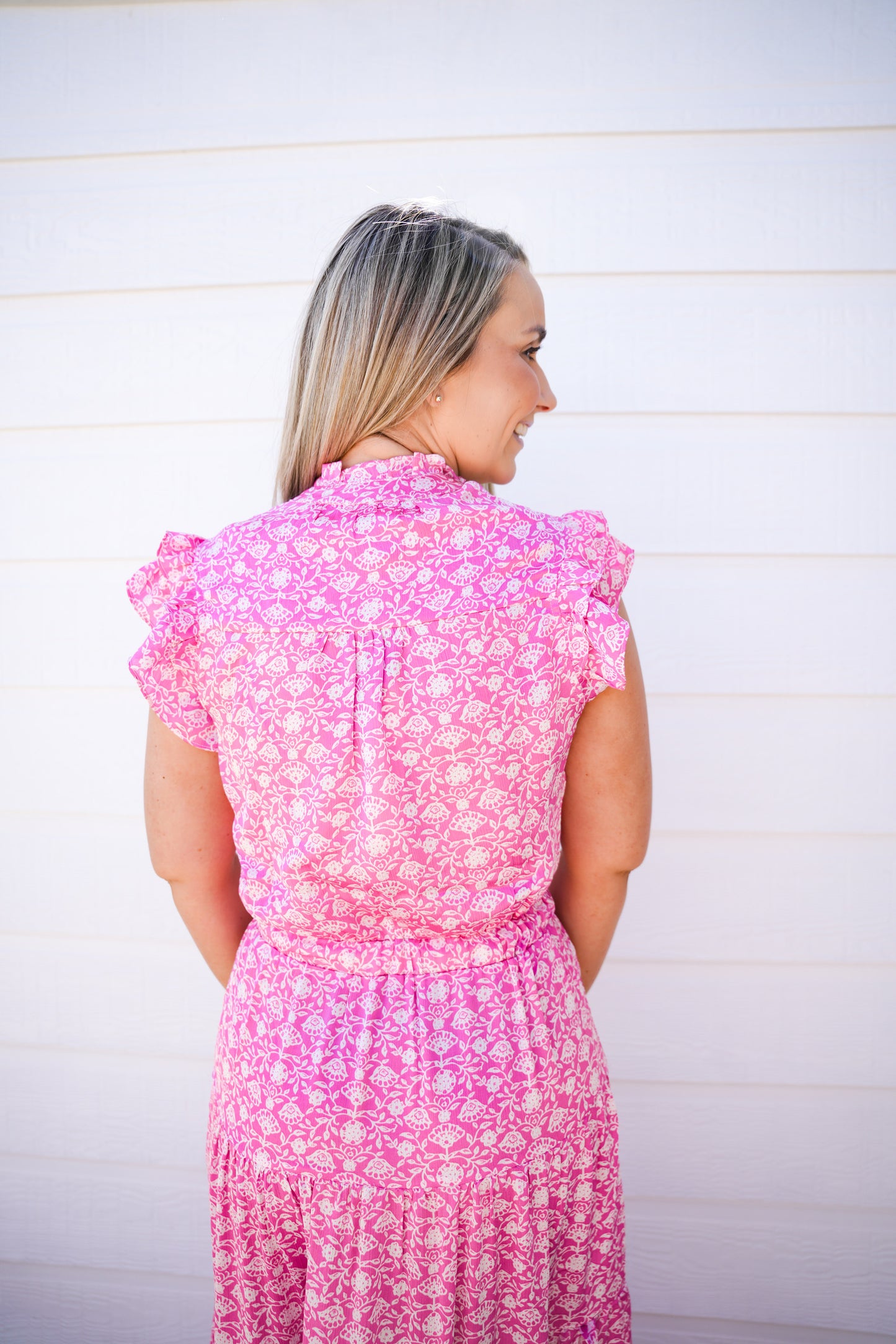 Pink Satin Tiered Maxi Dress - Southern Belle Boutique