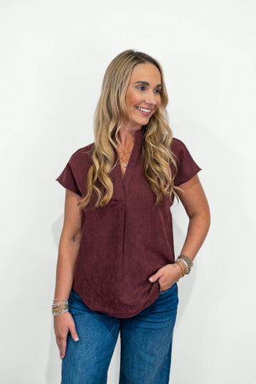 Wine Drop Shoulder Blouse