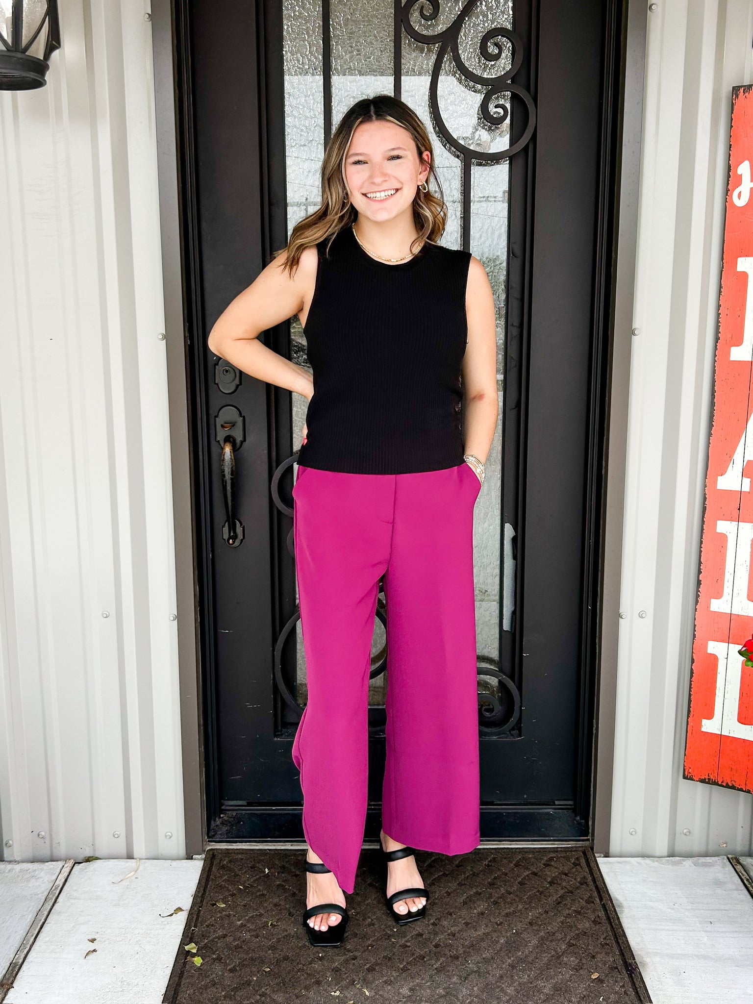 Denali High Rise Wide Leg Pant - Compote - Southern Belle Boutique