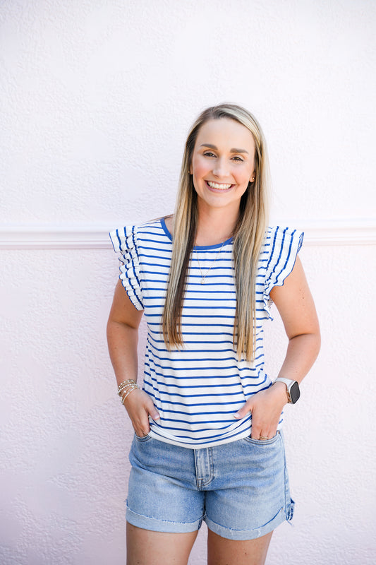 Akiko Top - Navy/White - Southern Belle Boutique