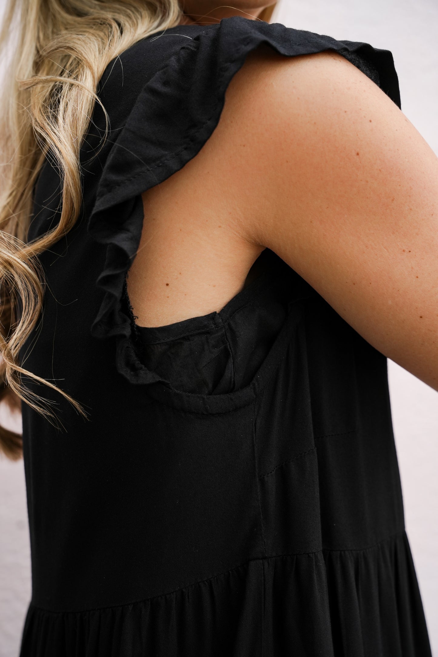 Black Multi Ruffled Dress