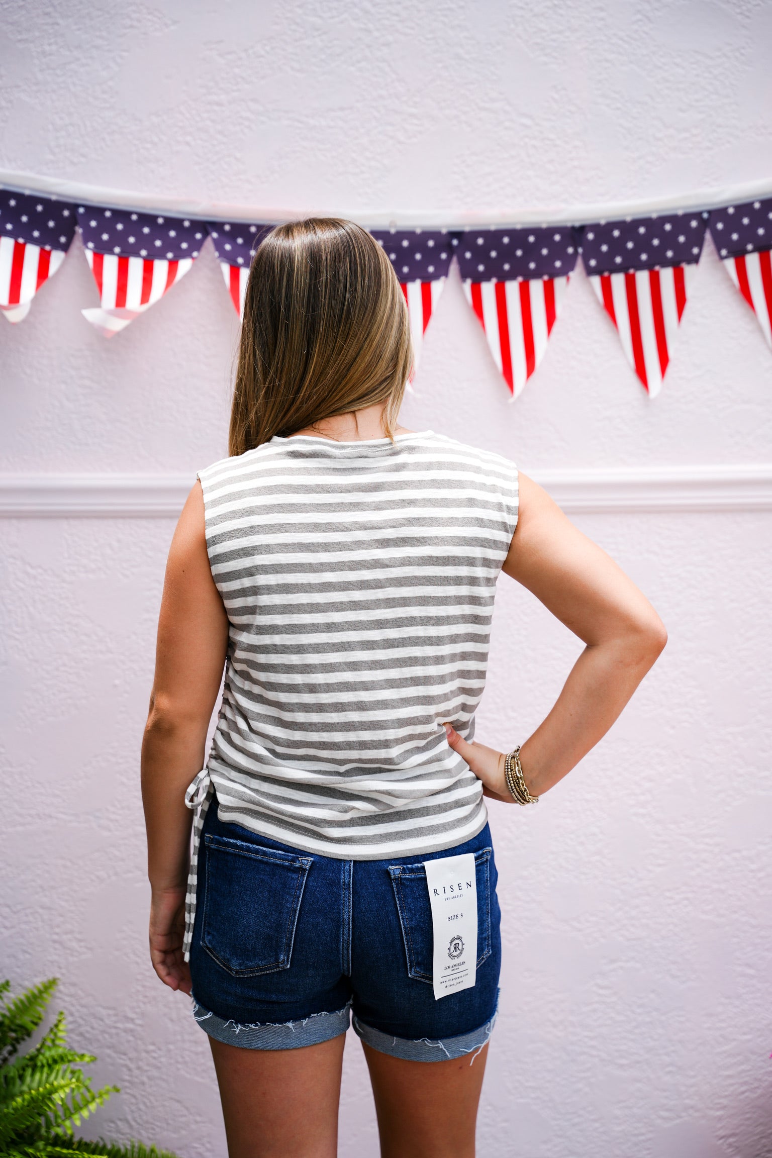 Slub Striped Top - Grey - Southern Belle Boutique
