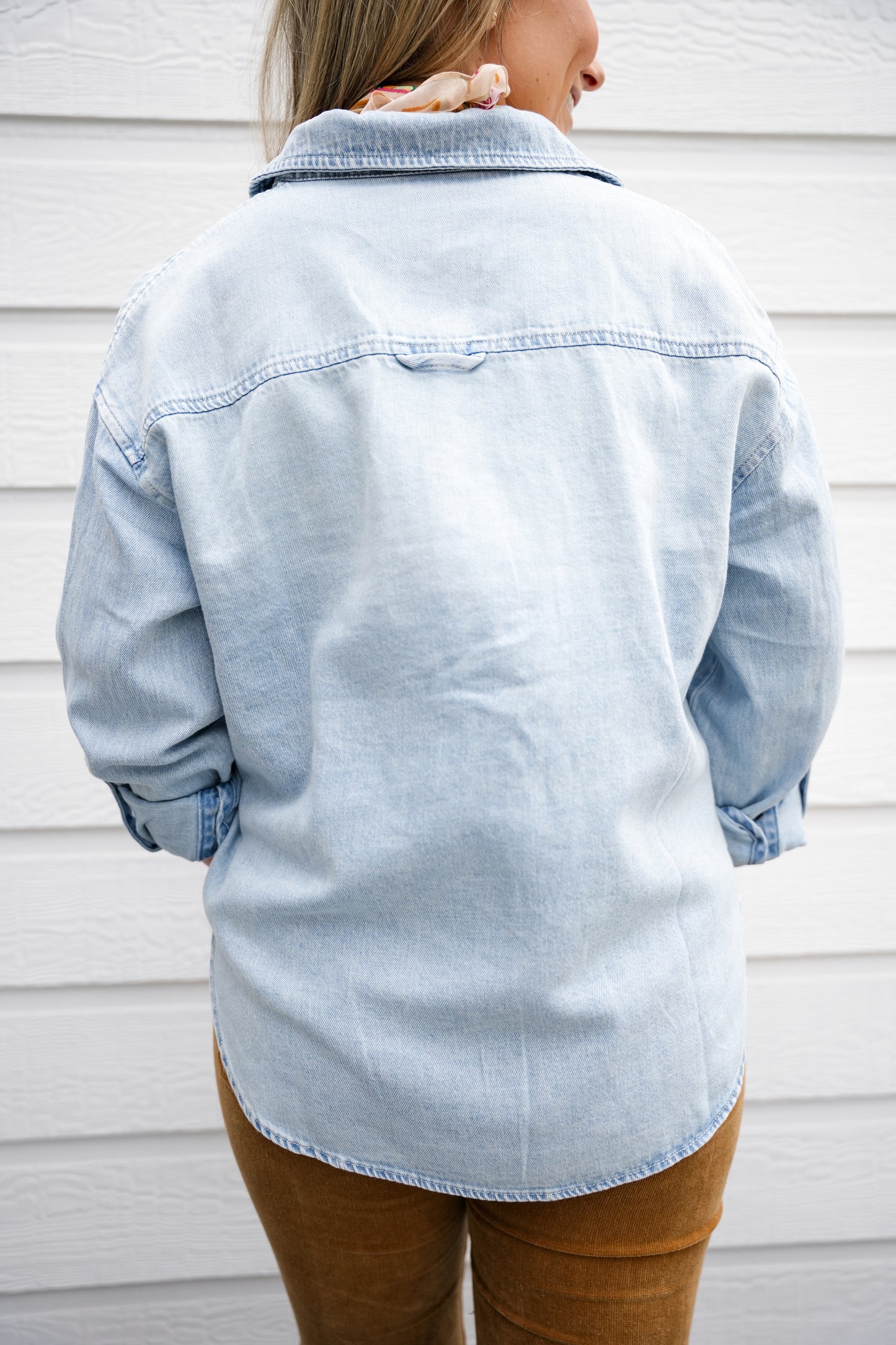 Leighton Denim Button Down - Light Wash - Southern Belle Boutique