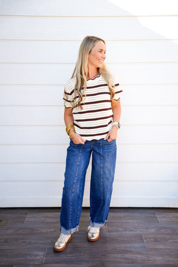 Espresso Scalloped Neck Sweater