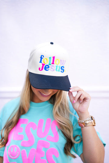 Follow Jesus Colorful Trucker Hat