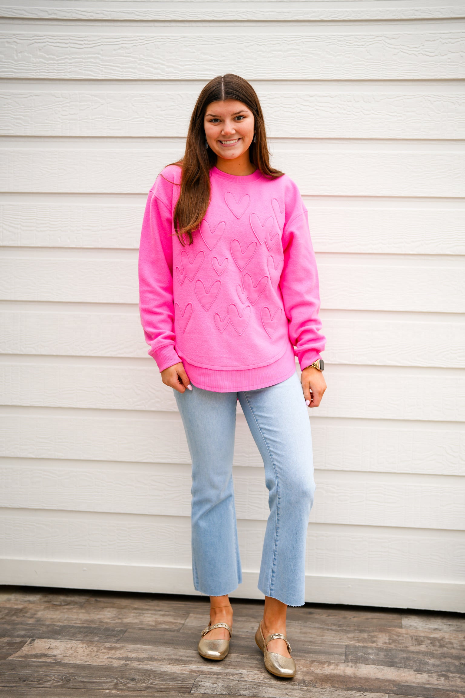Pink Heart Sweatshirt - Southern Belle Boutique