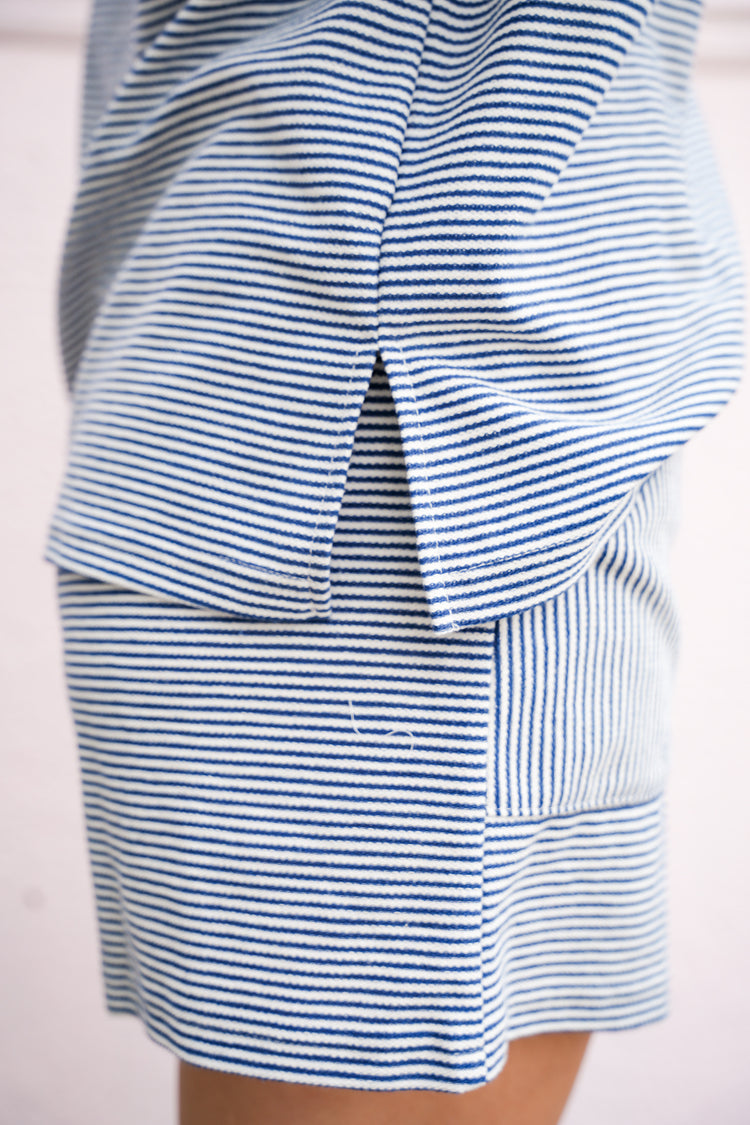 Navy Striped French Terry Short Set
