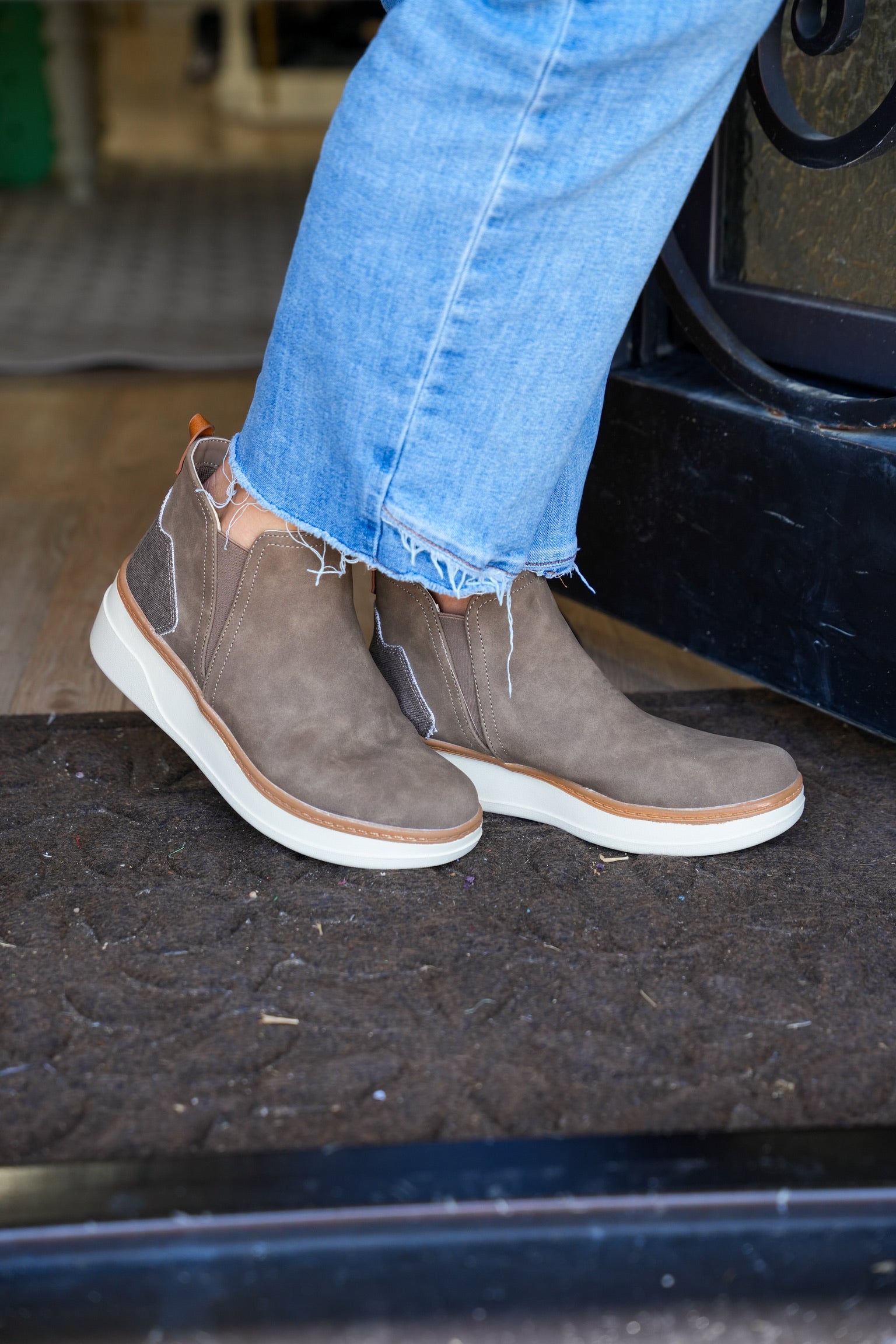 Charming Platform Wedge Suede Woodsmoke Boot - Southern Belle Boutique