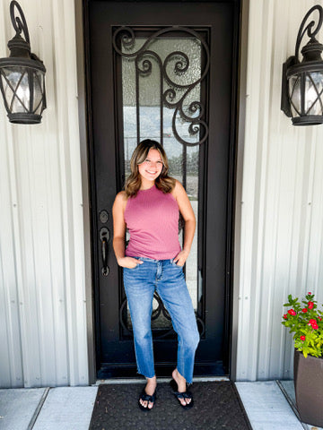 Mauve Ribbed Tank - Southern Belle Boutique