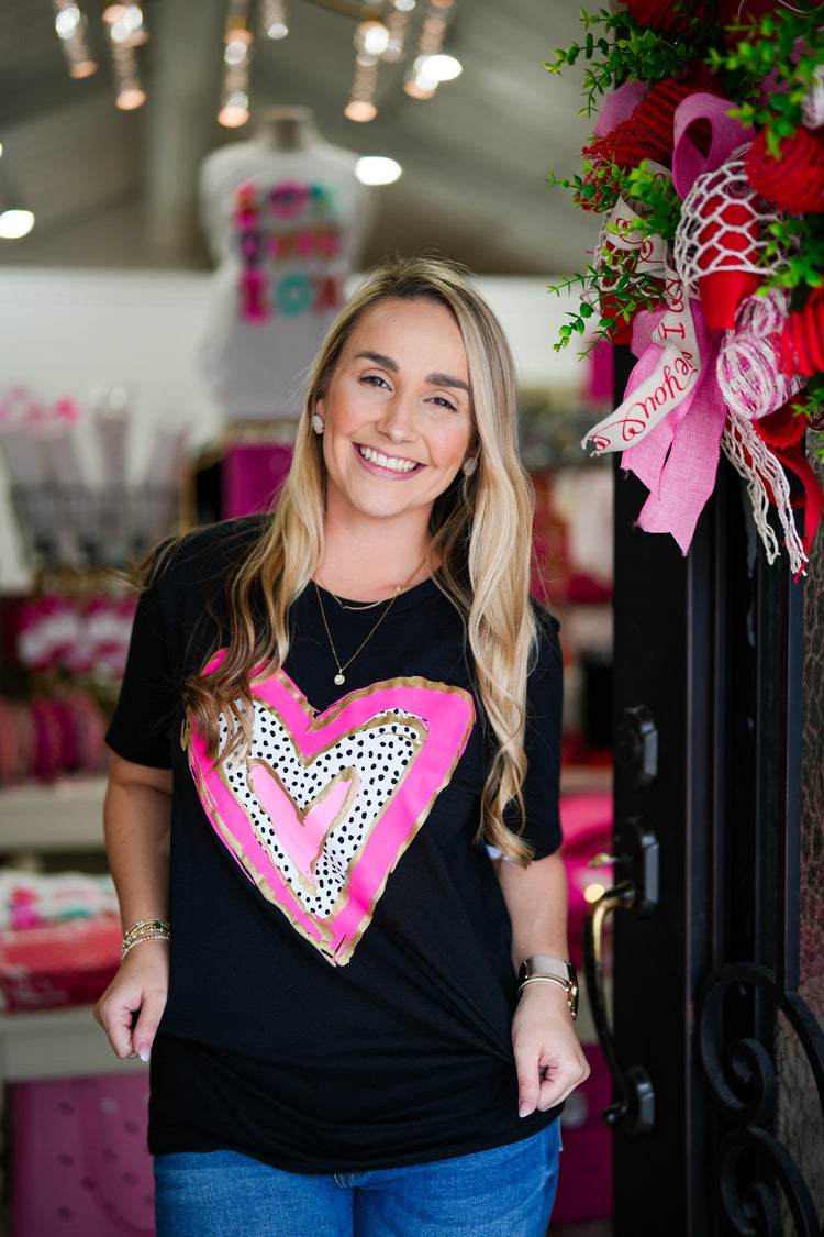 Pink Gold Heart SS Tee