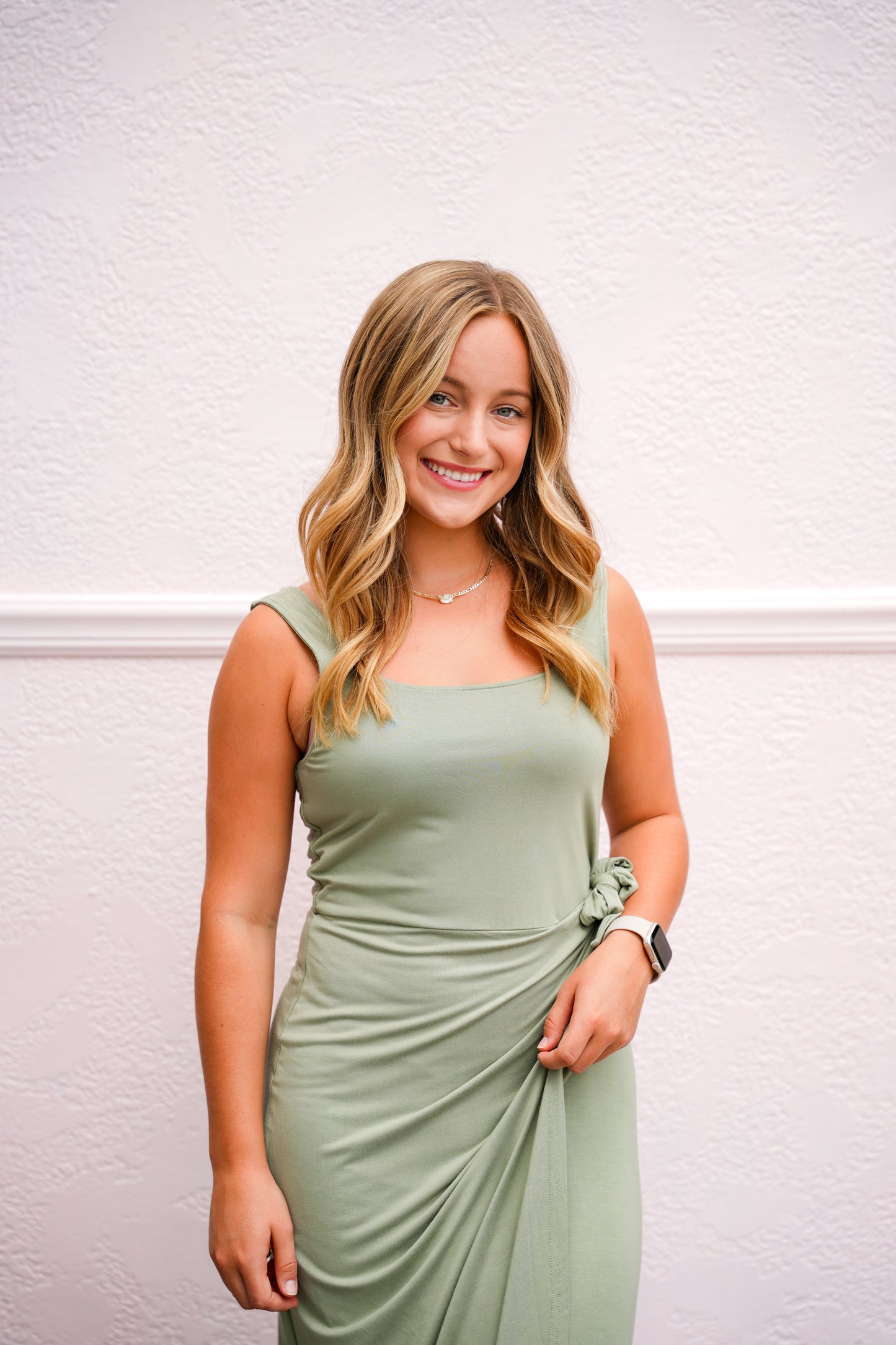 Sage Midi Solid Dress - Southern Belle Boutique