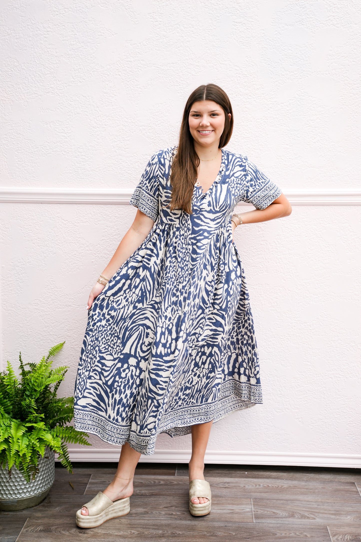 Blue Maggy Long Dress - Southern Belle Boutique