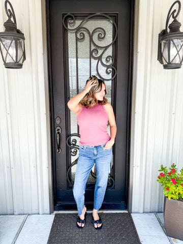 Mauve Ribbed Tank - Southern Belle Boutique