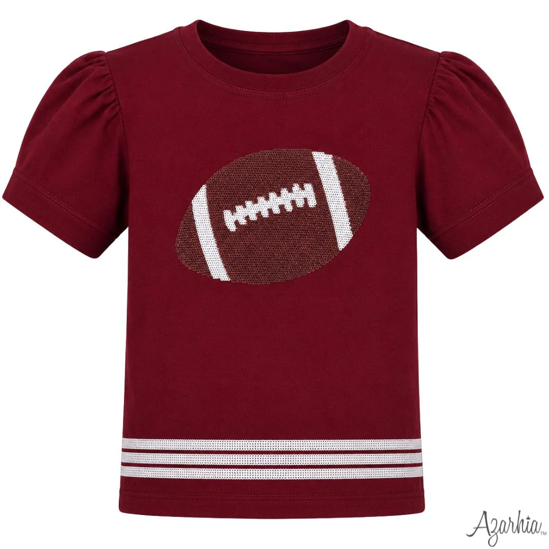 Sequin Football SS Holly Maroon Top - Southern Belle Boutique