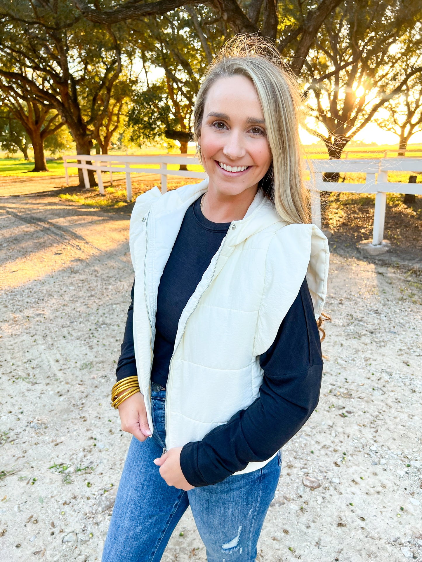 Cream Quilted Short Vest - Southern Belle Boutique