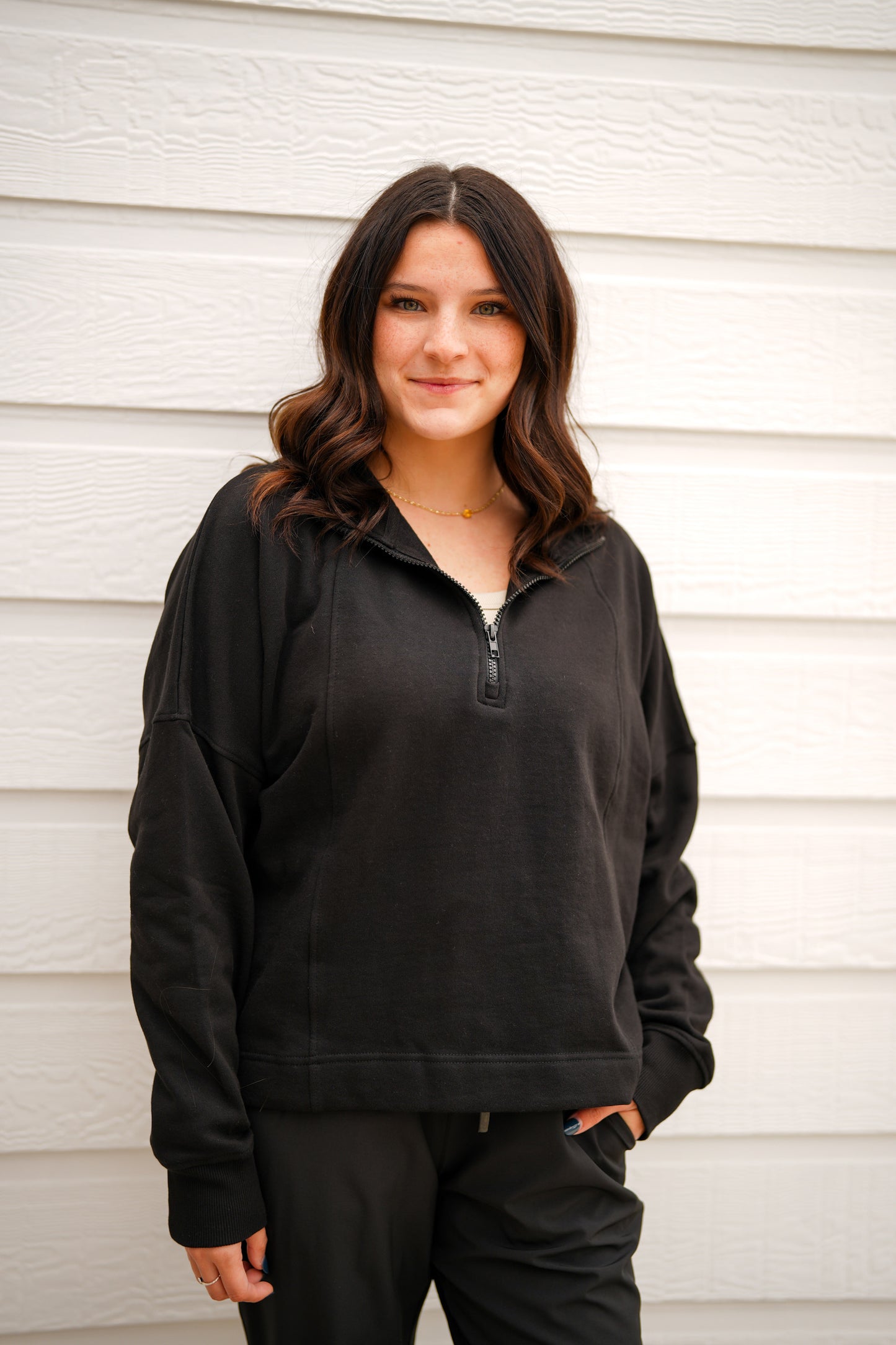 Plush Half-Zip Fleece Pullover - Black - Southern Belle Boutique