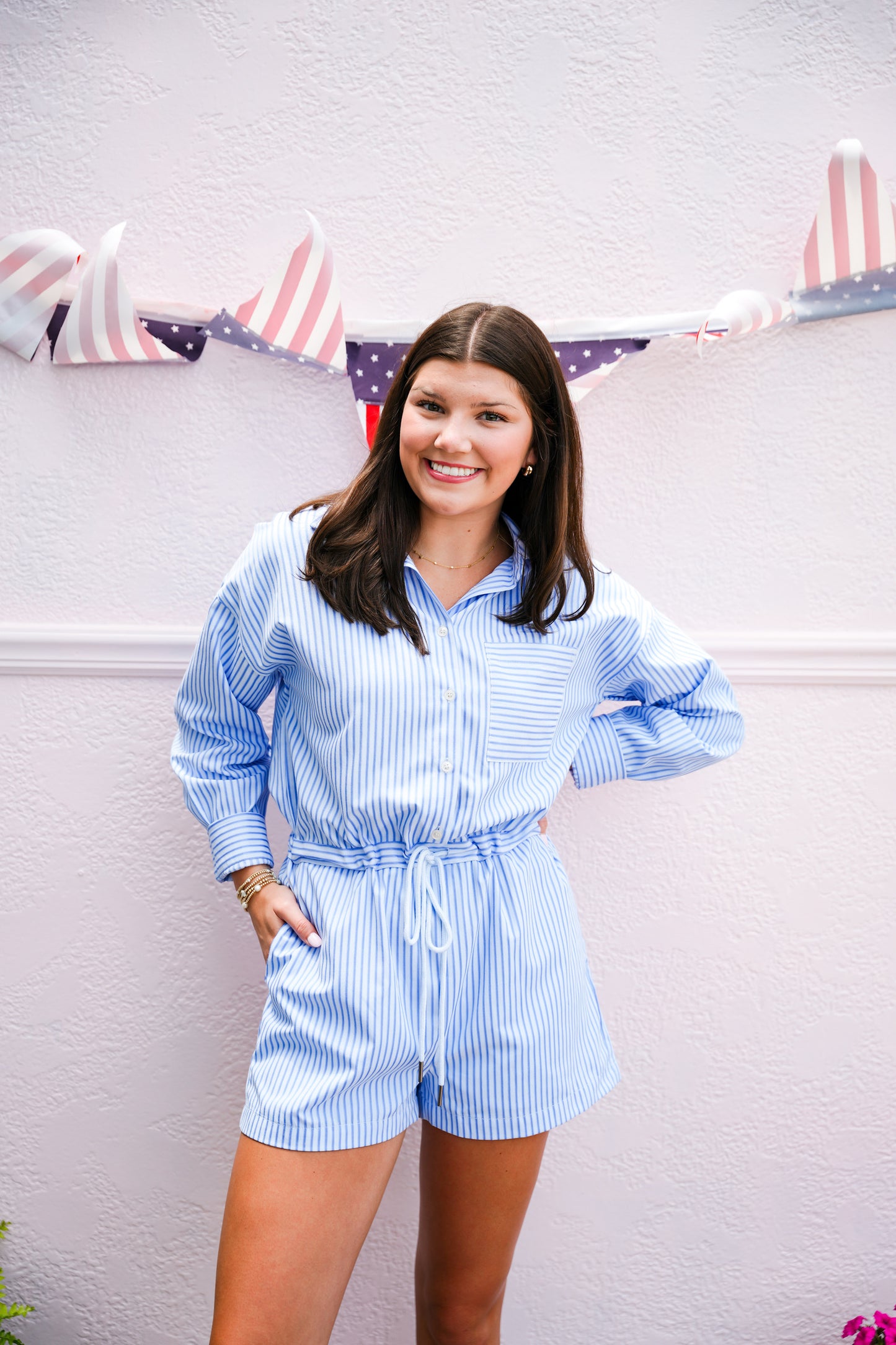 Striped Blue Romper