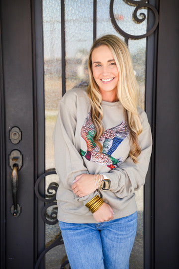 Faux Rhinestone Duck Sweatshirt