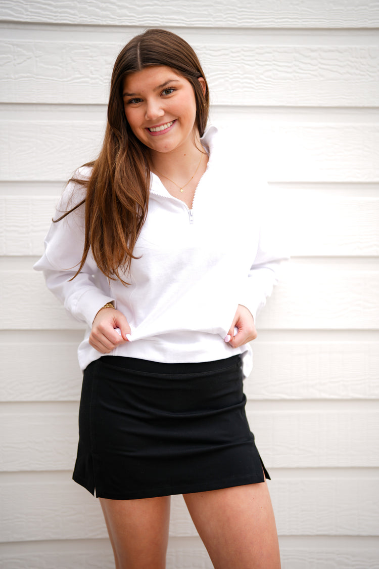 Plush Half-Zip Fleece Pullover - White - Southern Belle Boutique