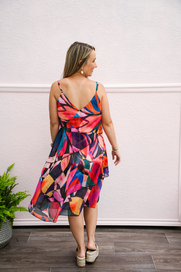 Donna Asymmetrical Print Dress
