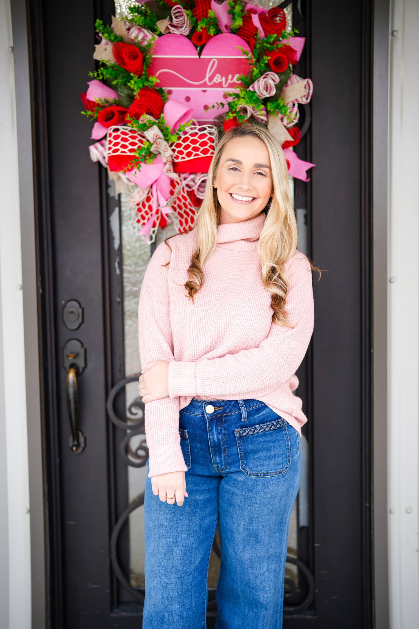 Mauve Waffle Turtle Neck Sweater - Southern Belle Boutique