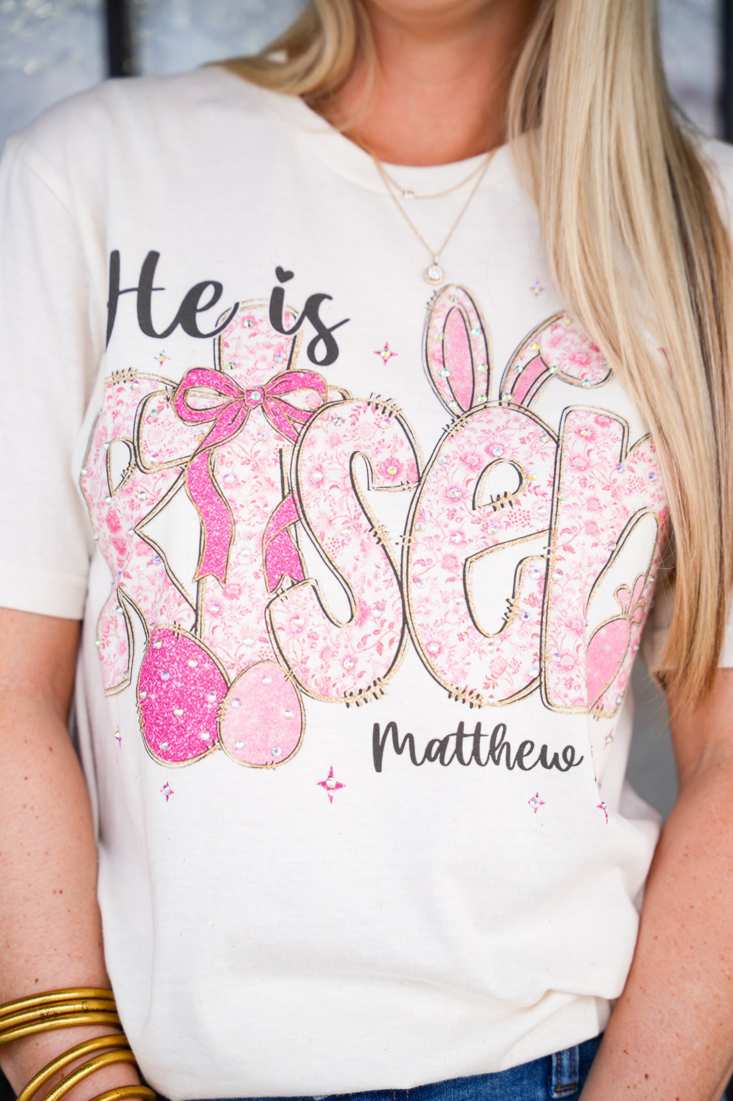He Is Risen Bunny Tee - Southern Belle Boutique