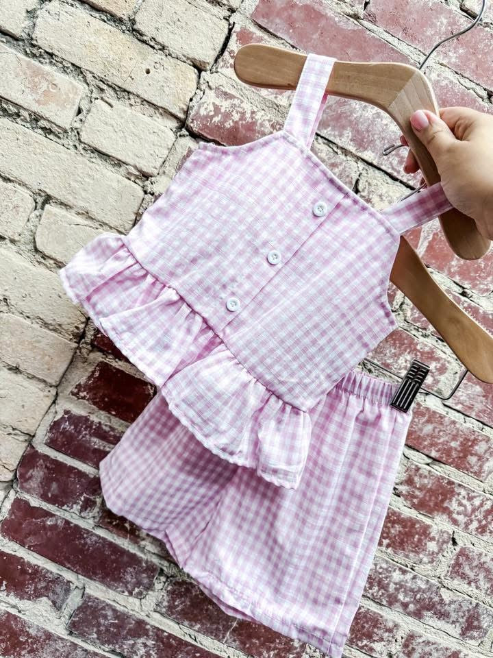 Pink Gingham Short Set - Southern Belle Boutique