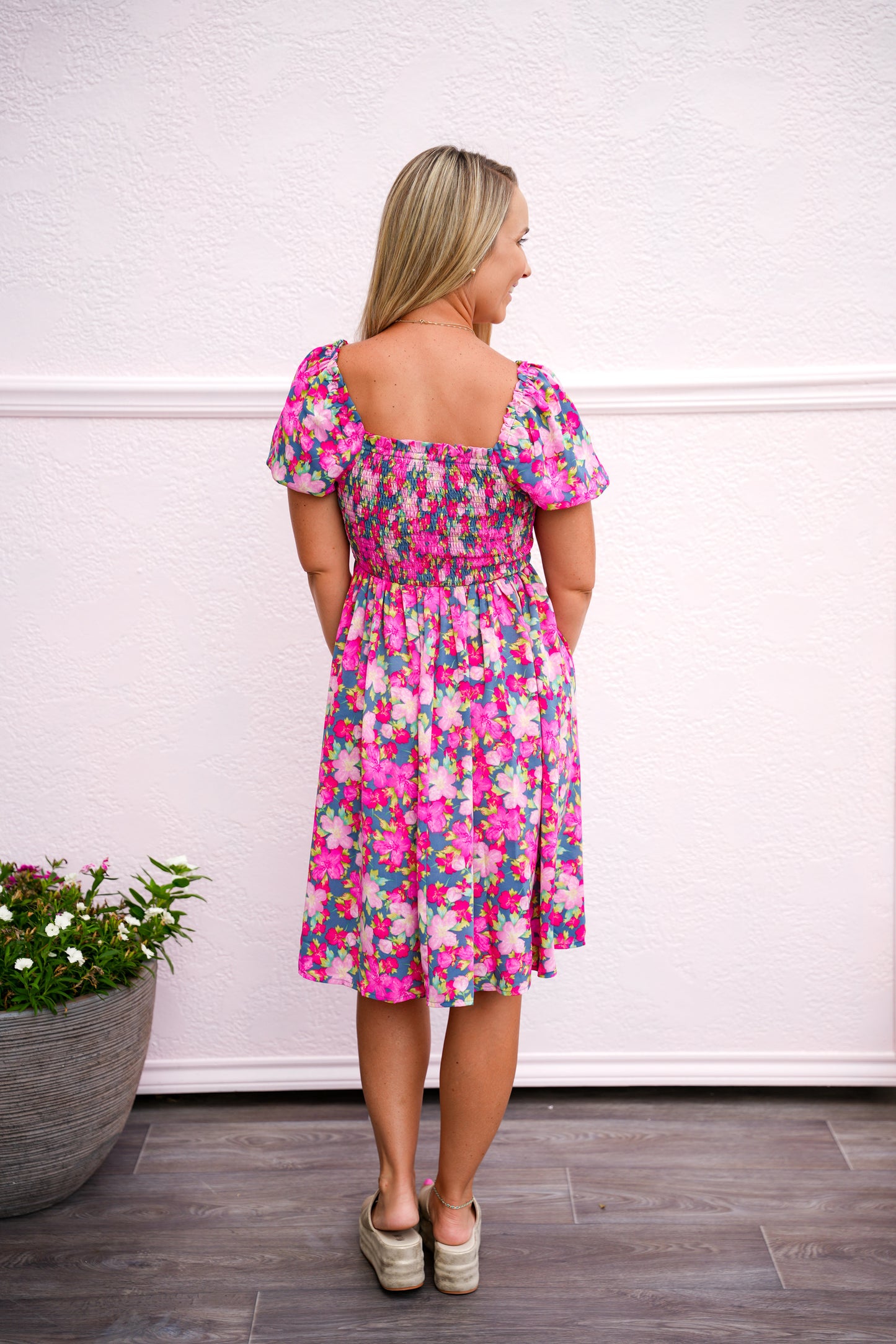 Grey Floral Print Dress