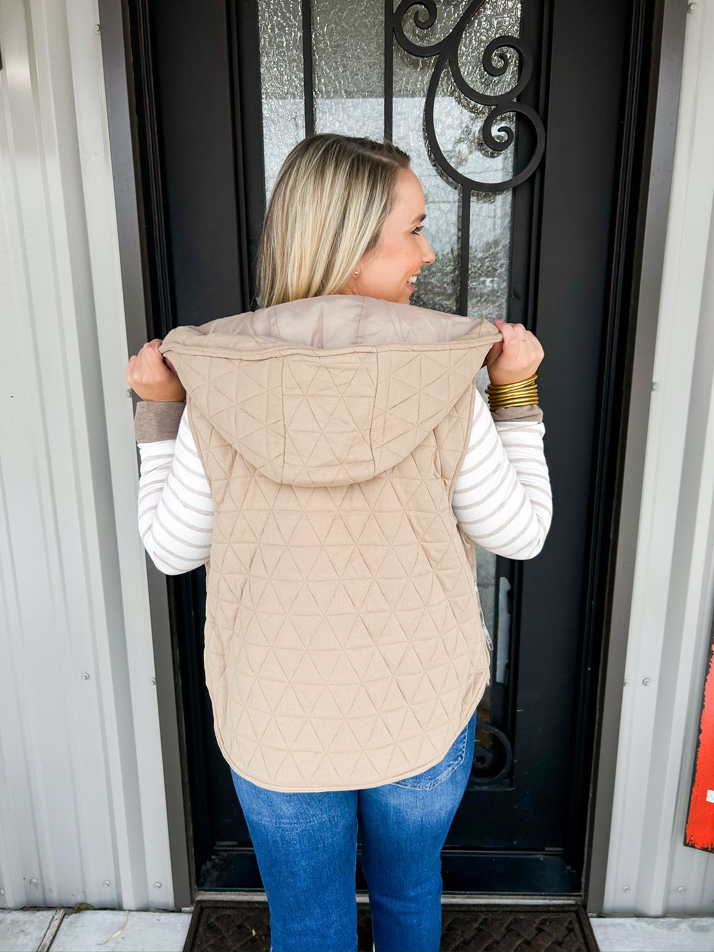 Taupe Quilted Vest - Southern Belle Boutique