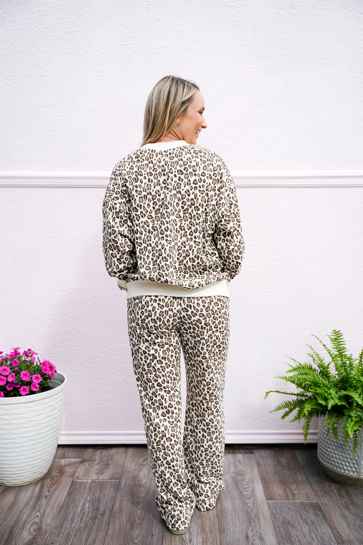 Brown Leopard Sweatshirt & Pant Set - Southern Belle Boutique