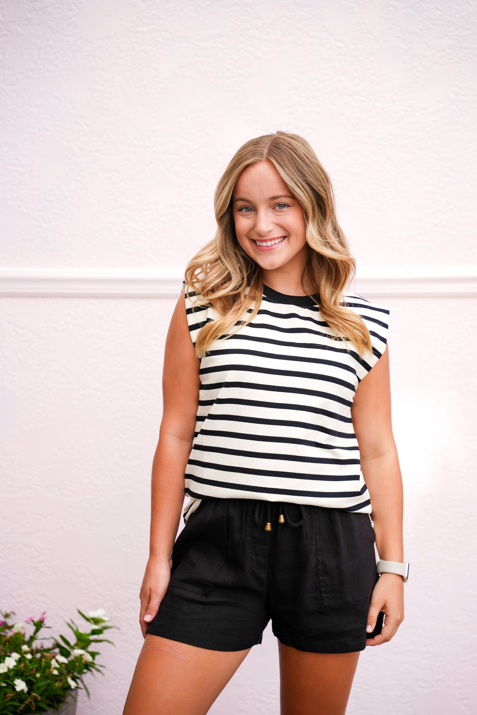 Ivory Black Sleeveless Top - Southern Belle Boutique