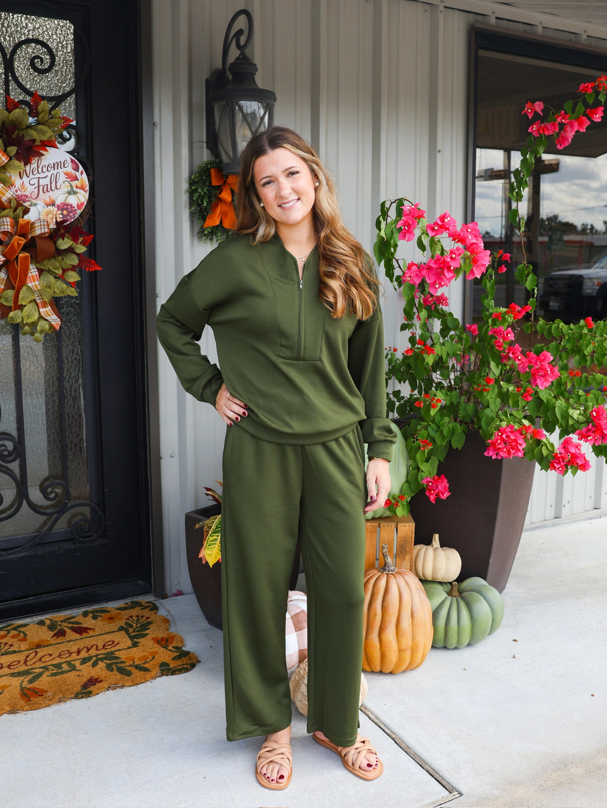 Olive Green Lounge Pant Set