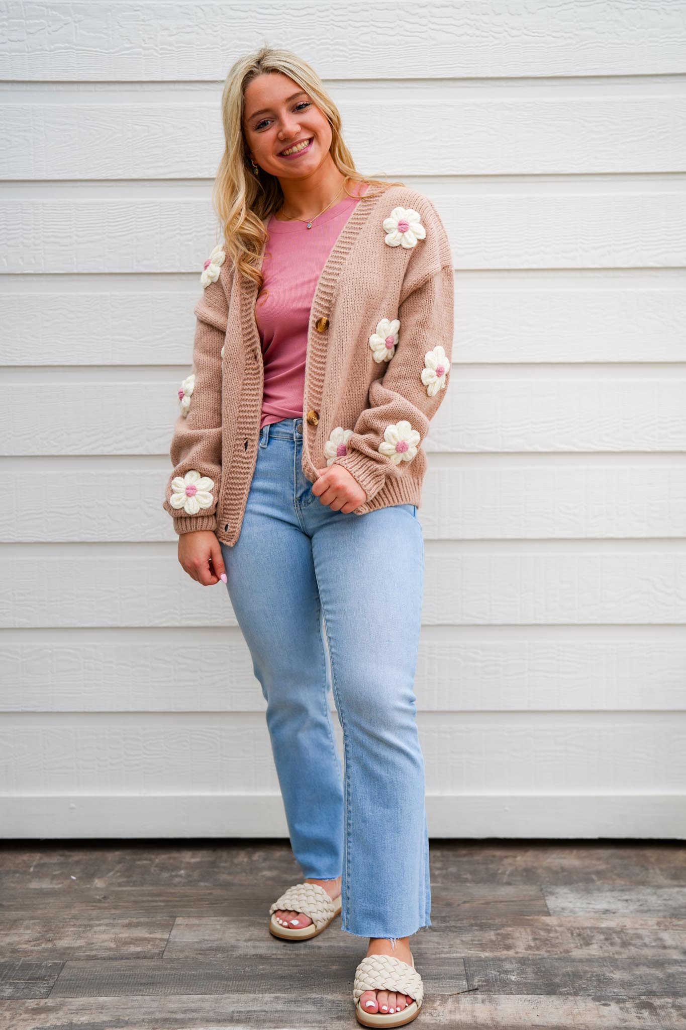 Blush Pink Floral Cardigan - Southern Belle Boutique