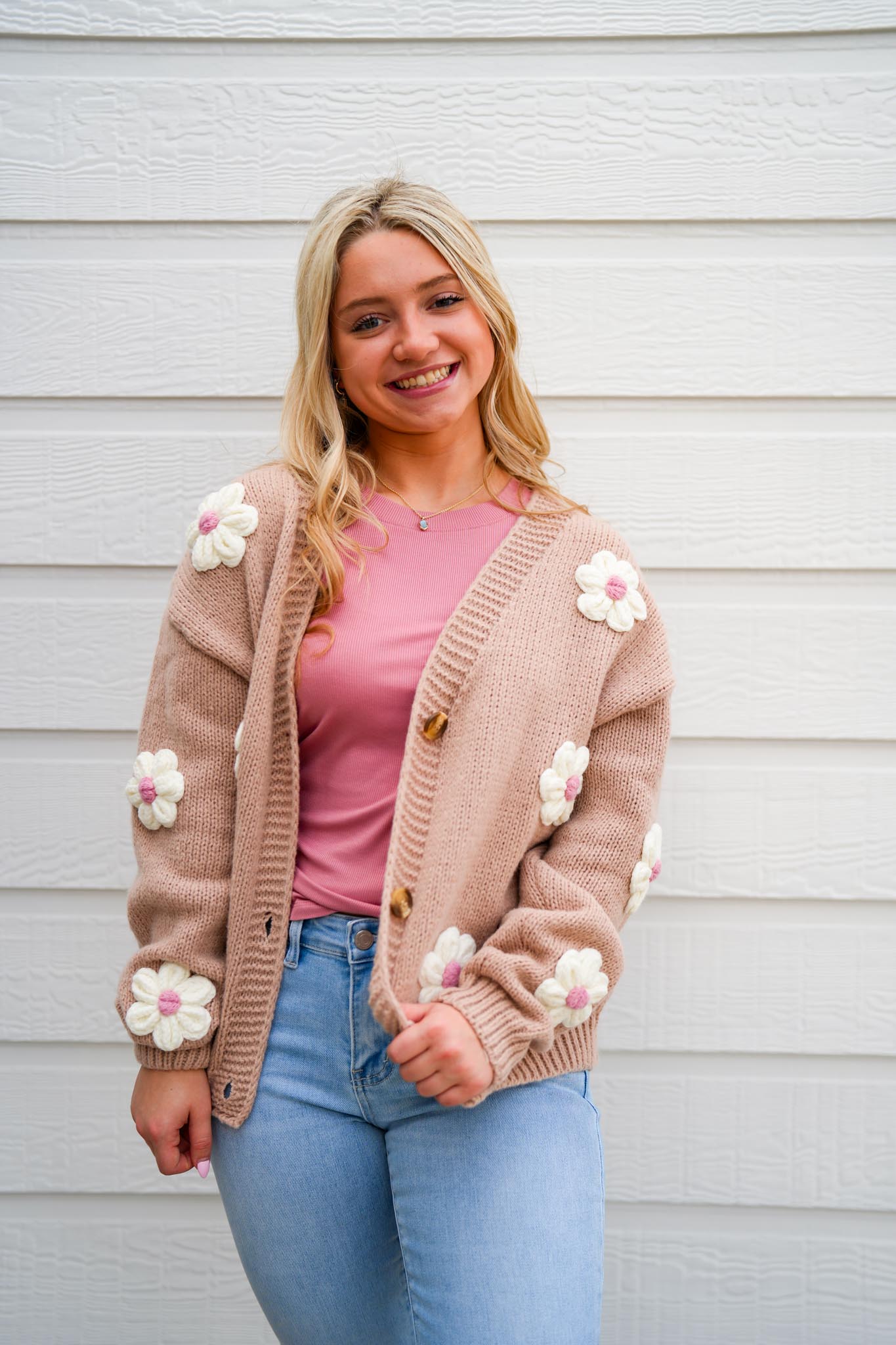 Blush Pink Floral Cardigan - Southern Belle Boutique