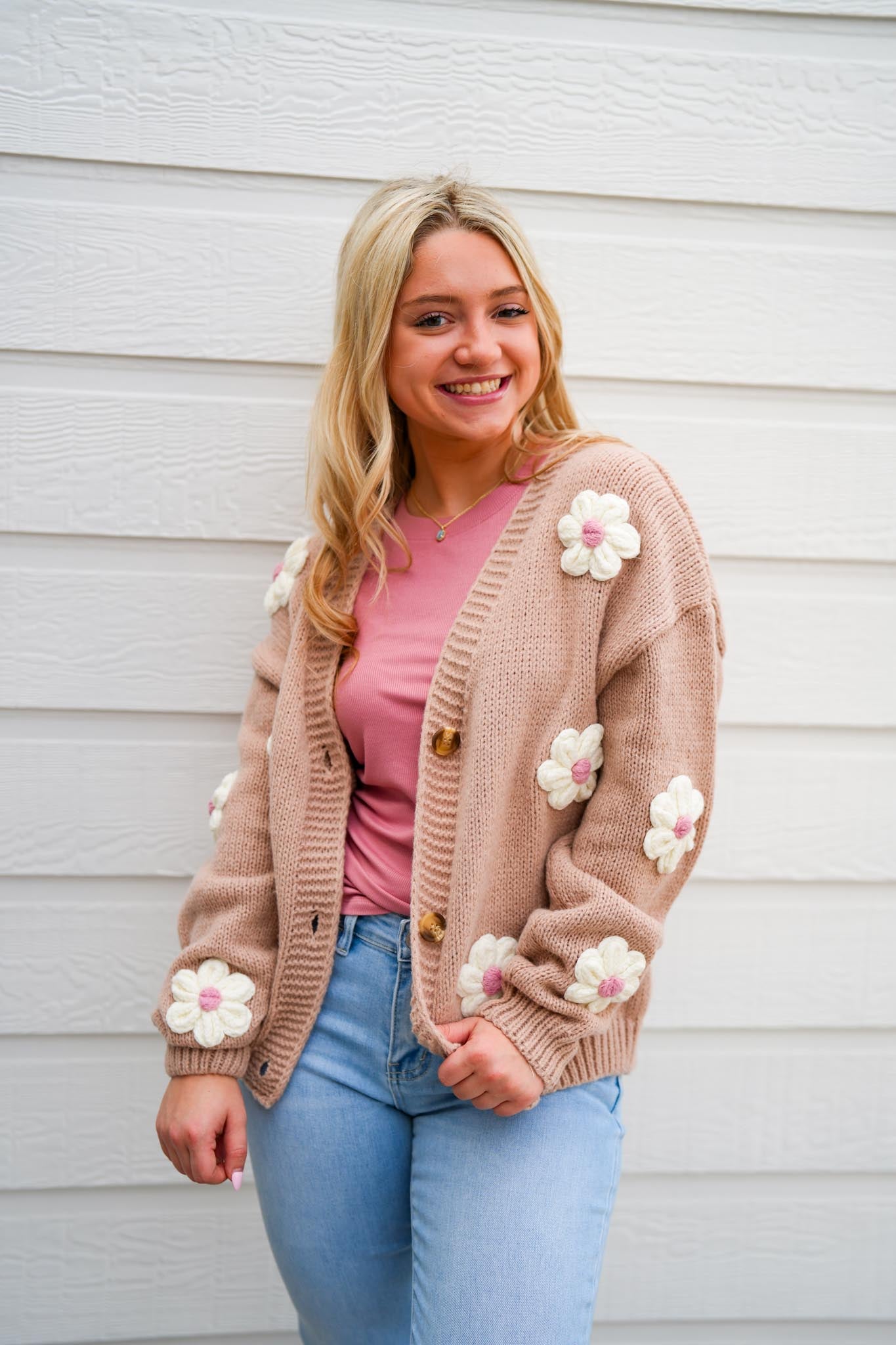 Blush Pink Floral Cardigan - Southern Belle Boutique