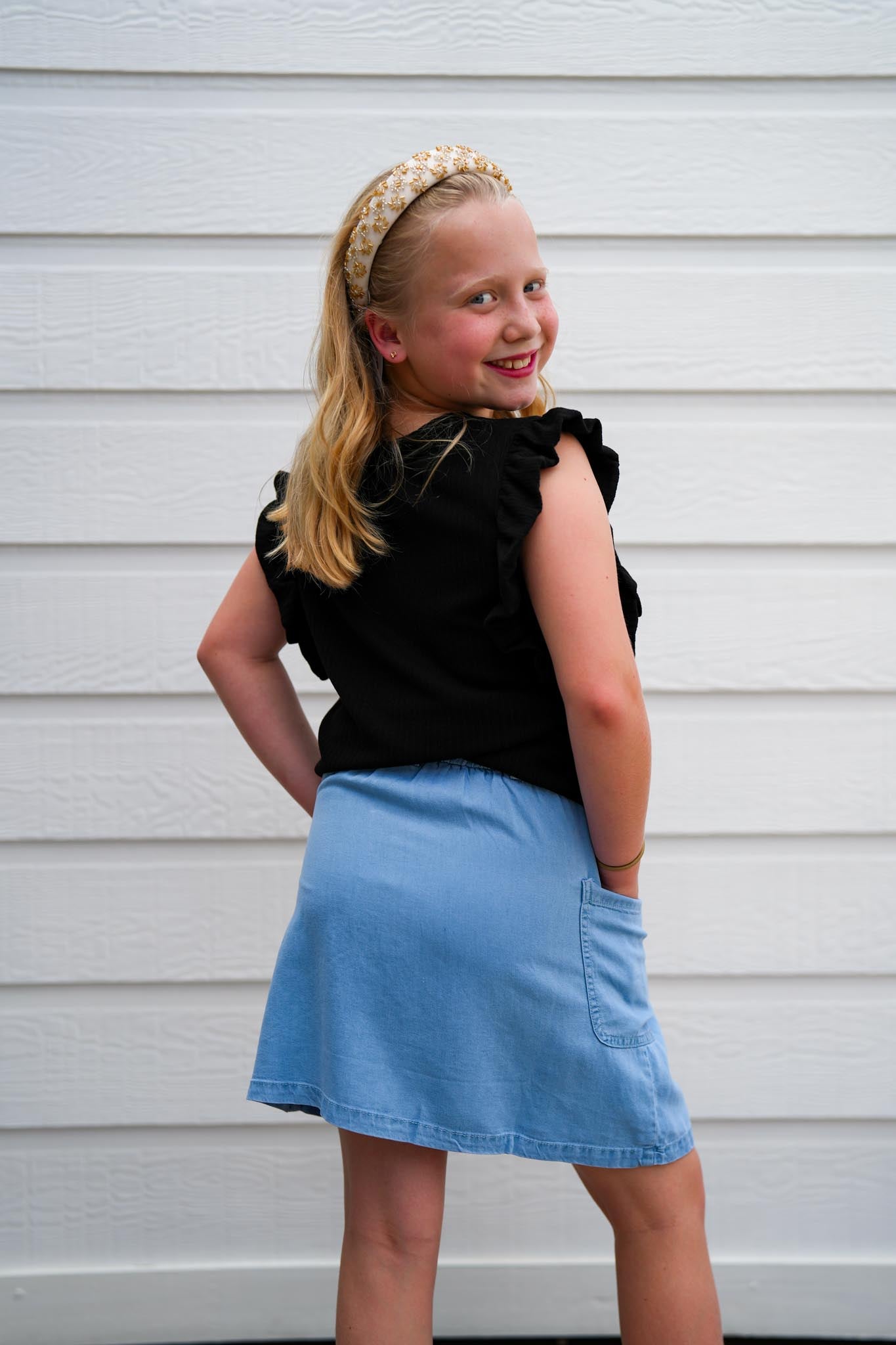 Denim Belted Patch Pocket Skirt - Southern Belle Boutique
