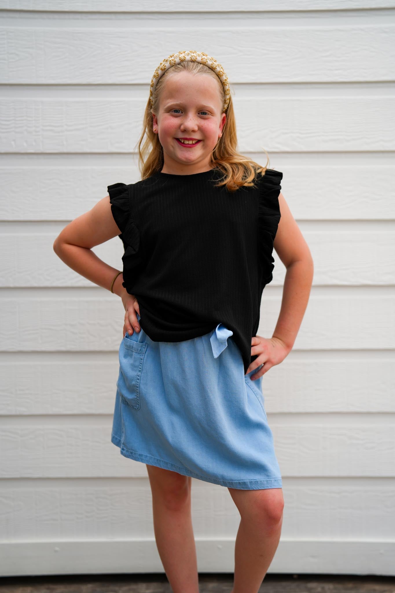 Denim Belted Patch Pocket Skirt - Southern Belle Boutique