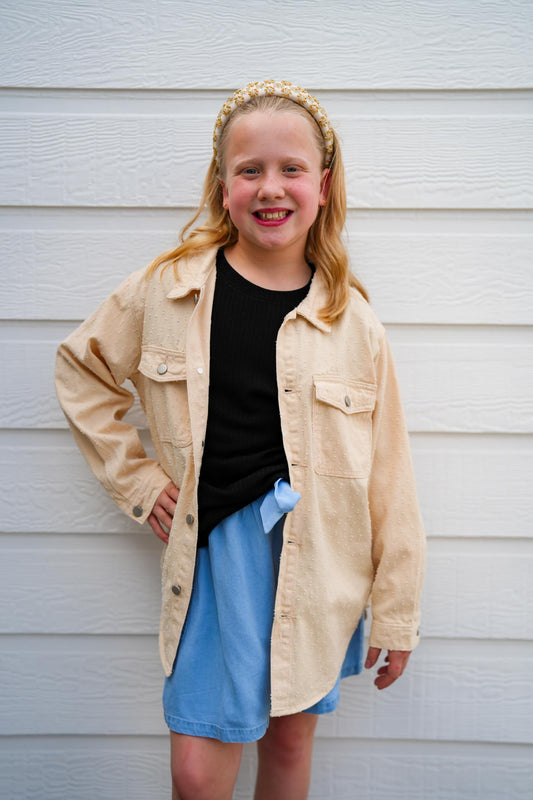 Distressed Detail Button Up Shacket - Southern Belle Boutique
