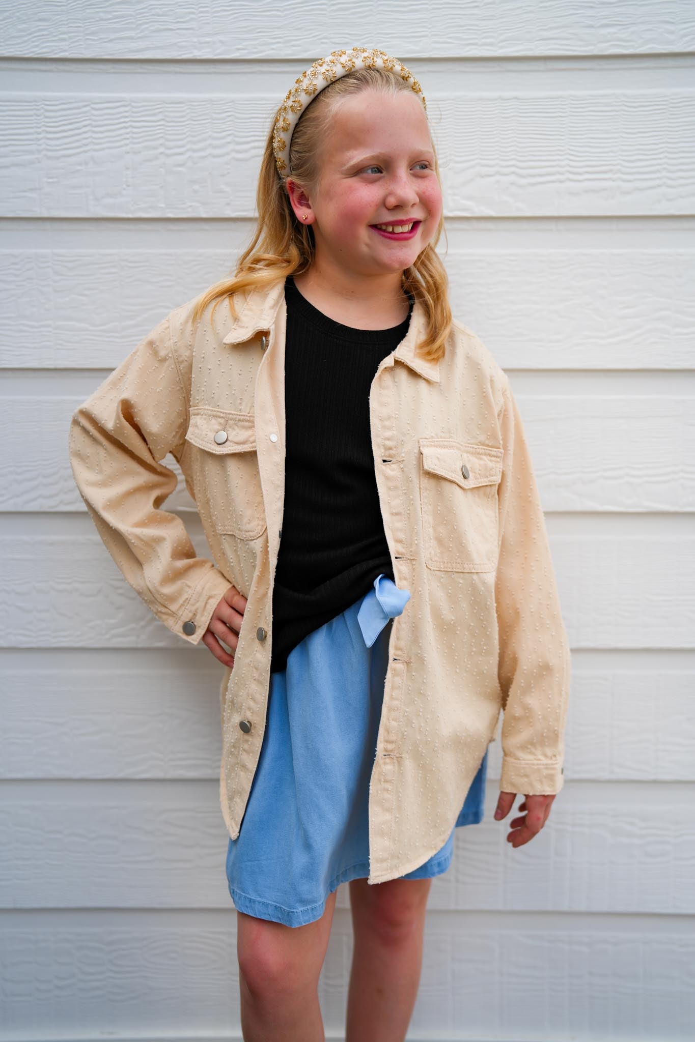Distressed Detail Button Up Shacket - Southern Belle Boutique